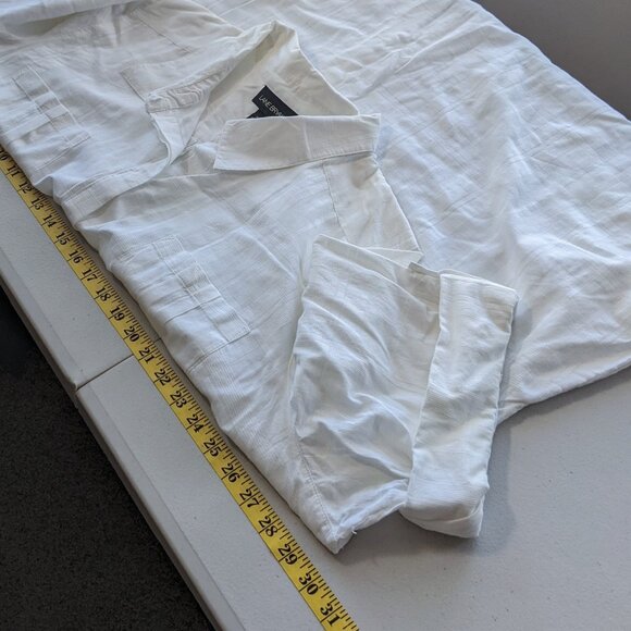 Lane Bryant Women's Shirt Dress / Tunic, White, semi-sheer fabric with pockets - Picture 10 of 13